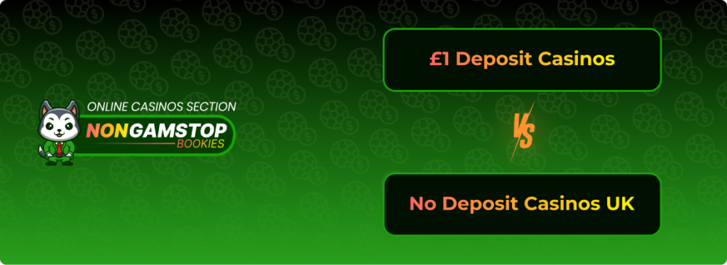 £1 Deposit Casinos vs. No Deposit Casinos UK Banner